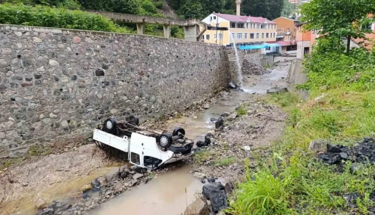 Trabzon'da kamyonet dereye uçtu: 2 yaralı
